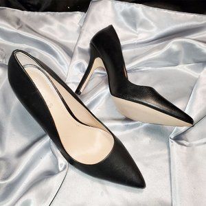 NEW CHARLES BY CHARLES DAVID black leather pointy toe high heel pumps 8.5